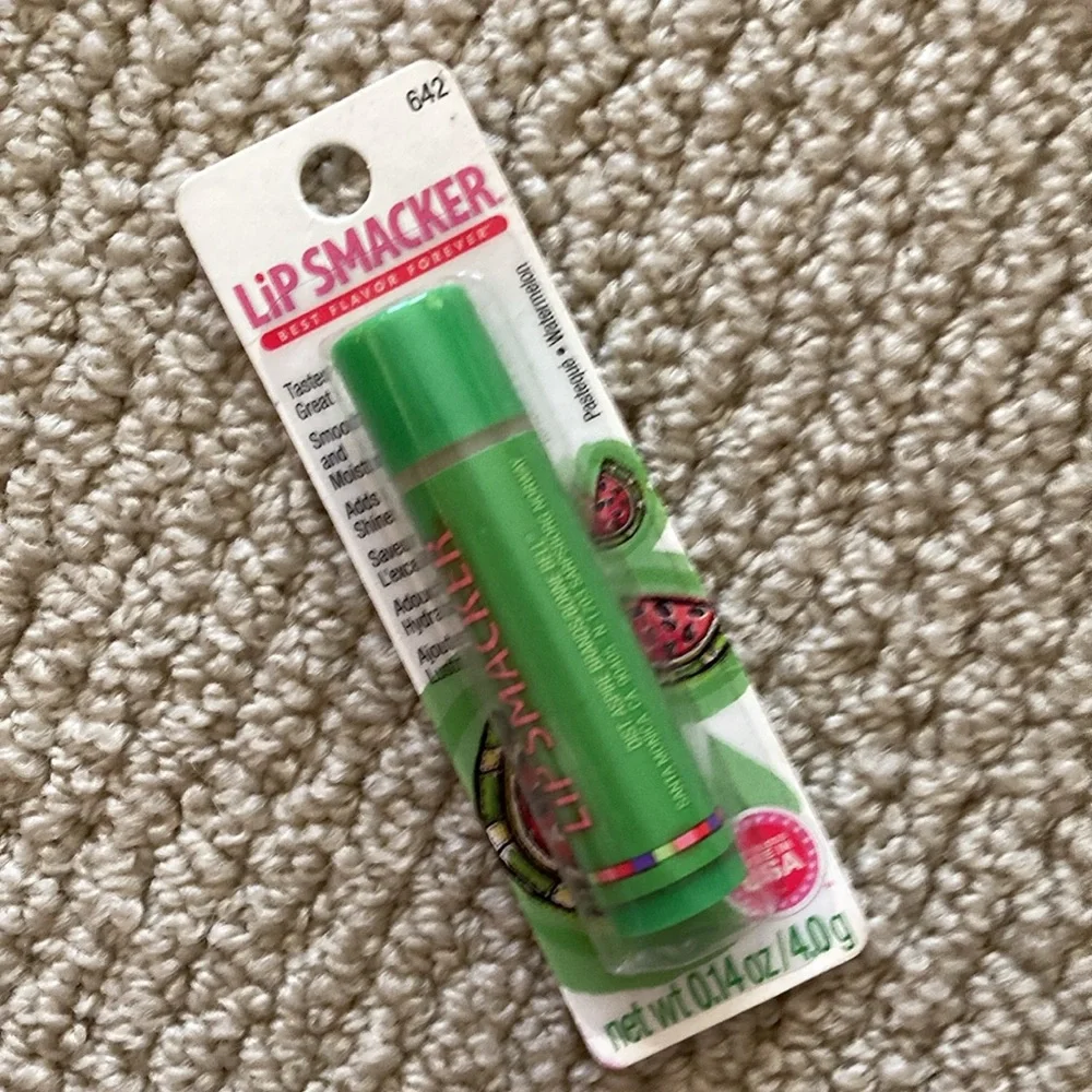 NEW Lip Smacker Lip Balm Watermelon Flavor Green 0.14 oz Moisturizer SEALED